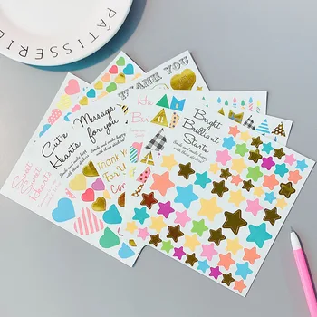 

1Sheet Kawaii Heart Star Stickers Cute Stationery Stickers Pentagram Decor Sticker For Kids Girls DIY Scrapbooking Diary Albums