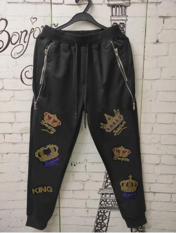

Spandex meaterial Hot Drill Sweatpants hot sale designer pants
