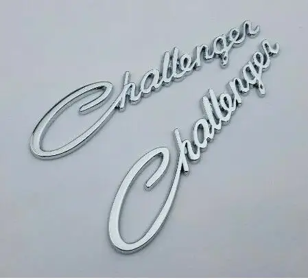 2pcs silver 2x ABS хром Challenger скрипт эмблема значок наклейка Наклейка для Dodge fender A-0067 - Цвет: 2pcs silver