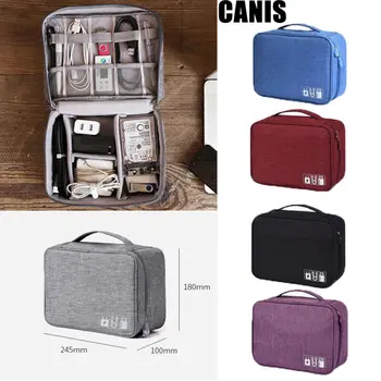 

Travel Portable Storage Bags Nylon Electronics Accessories Organizer Travel Storage Hand Bag Cable USB Drive Case Bags Black Hot