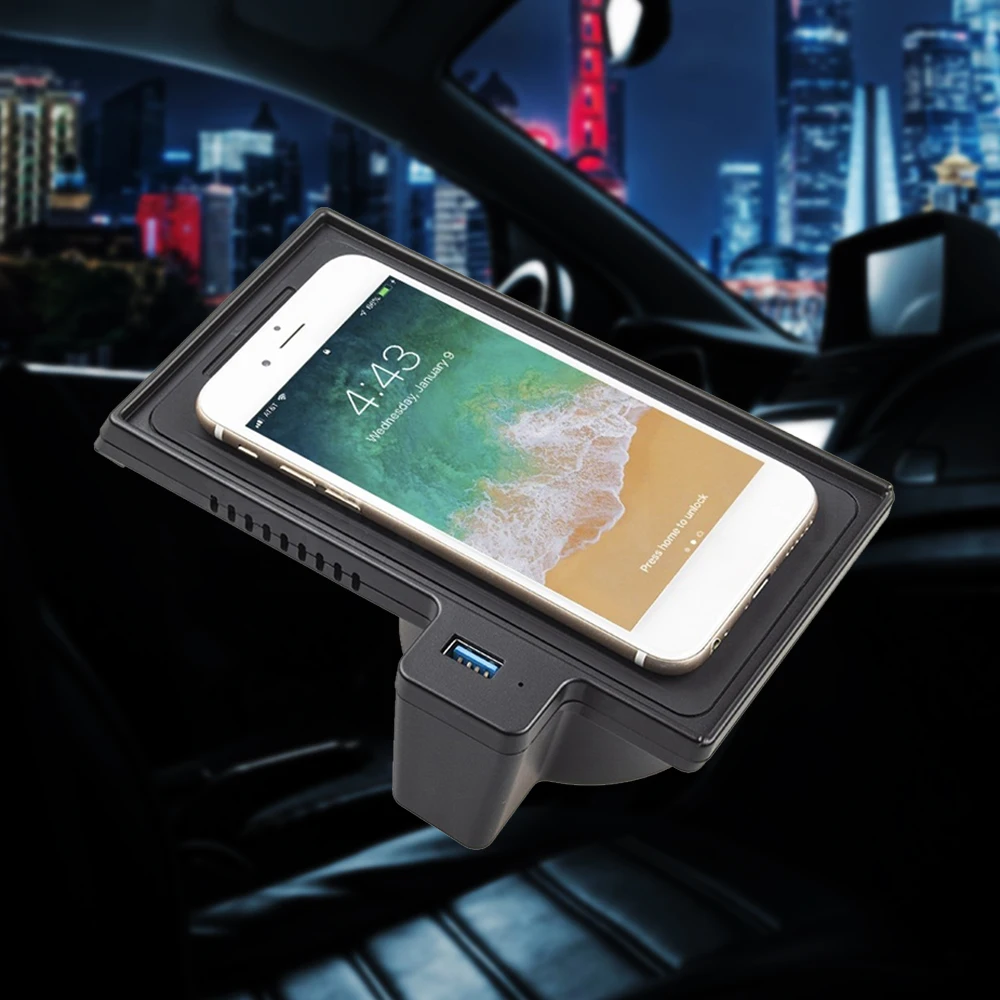 

10W Car QI Wireless Charger Wireless Mobile Phone Charger Fast Charging Tray Water Cup Holder Accessories For BMW X5 F15 X6 F16