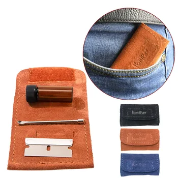 

Portable Genuine Leather Tobacco Pouch Bag+Snuff Smoking Tool Aluminum Portable Snuff Bottle Tool Set Cigarette Accessories