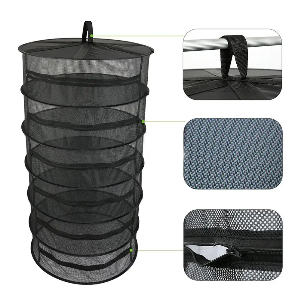 

Drying Net 6 layer Hanging Basket With Zipper Folding Dry Rack Herb Dryer Bag Mesh For Garden Herbs Flowers Buds Planting Drying