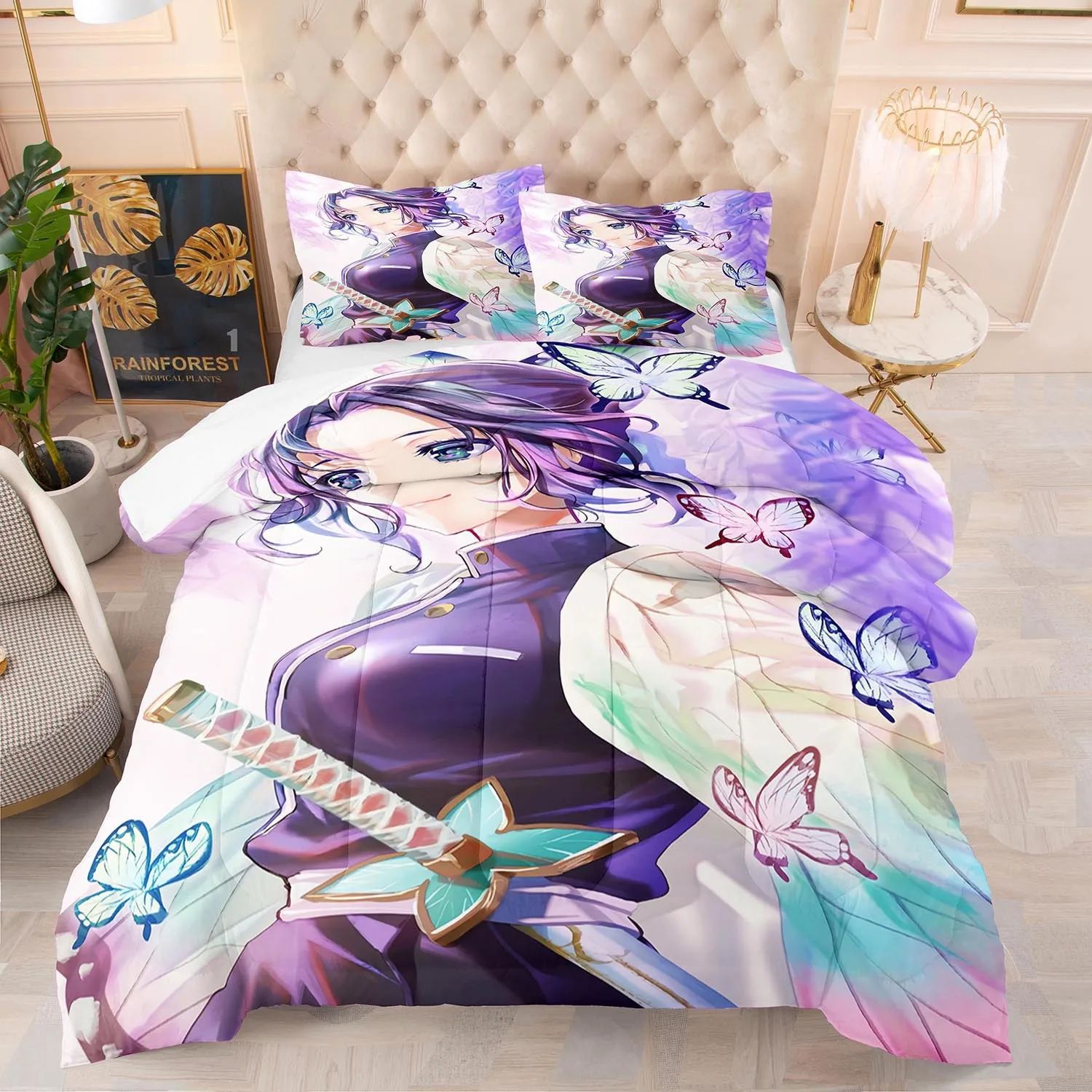 Anime Kochou Shinobu Kamado Nezuko Cosplay Duvet Cover Cartoon Bedding Sets Bed Set Quilt Comforter Covers Home Textiles | Дом и сад