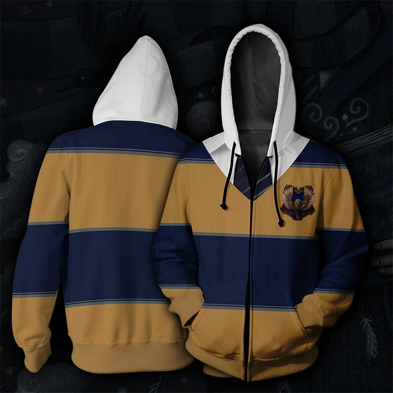 Новейший мужской и женский костюм на молнии Slytherin Ravenclaw, 3D повседневные толстовки, свитшоты, пуловеры, спортивные повседневные куртки на молнии
