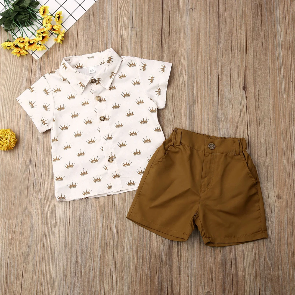 Комплект одежды из 2 предметов для маленьких мальчиков футболка джентльмена топ+ шорты, комплект одежды