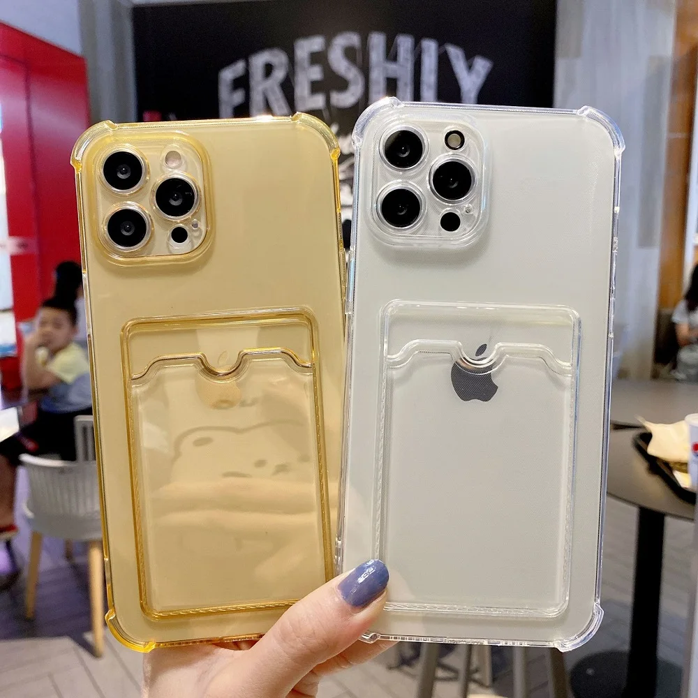 Shockproof Card Bag Transparent Phone Case For iPhone