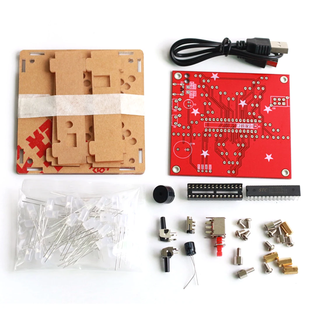 

DIY Welding Electronic Bulk Parts Colorful Music 5-pointed Star LED Light Kit with 5mm Frosted Lamp Beads Shell Programmable Toy