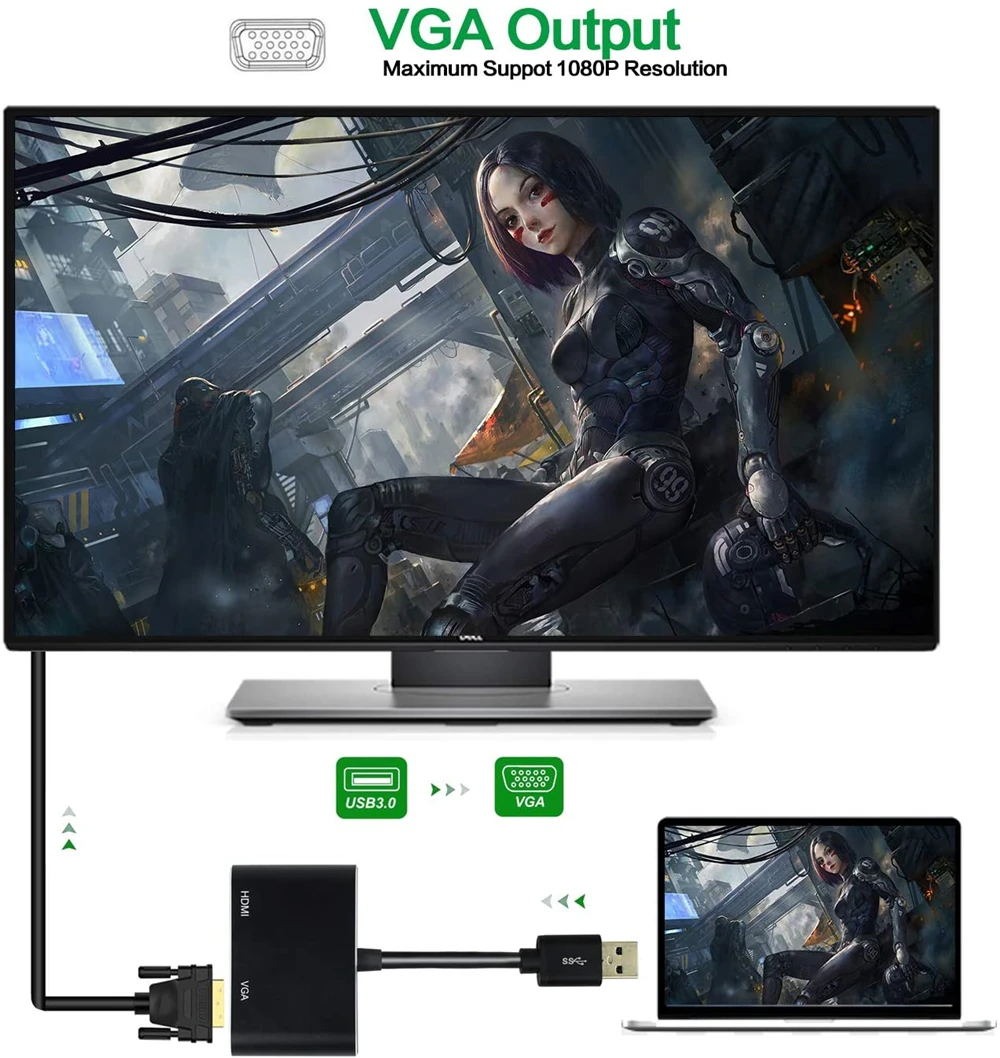 Navceker-USB 3.0 to HDMI VGA  HD 1080P Ƽ ÷ 2  1 USB to HDMI ,   ̺, Macbook ǻͿ