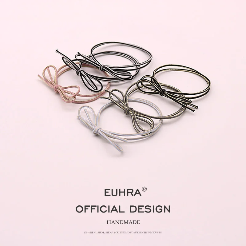 

EUHRA 6 Colors Elastic Hair Bands Shiny Basic Bow Tie High Elasticity Women Girls Hairband Children Hair Accessories Rubber
