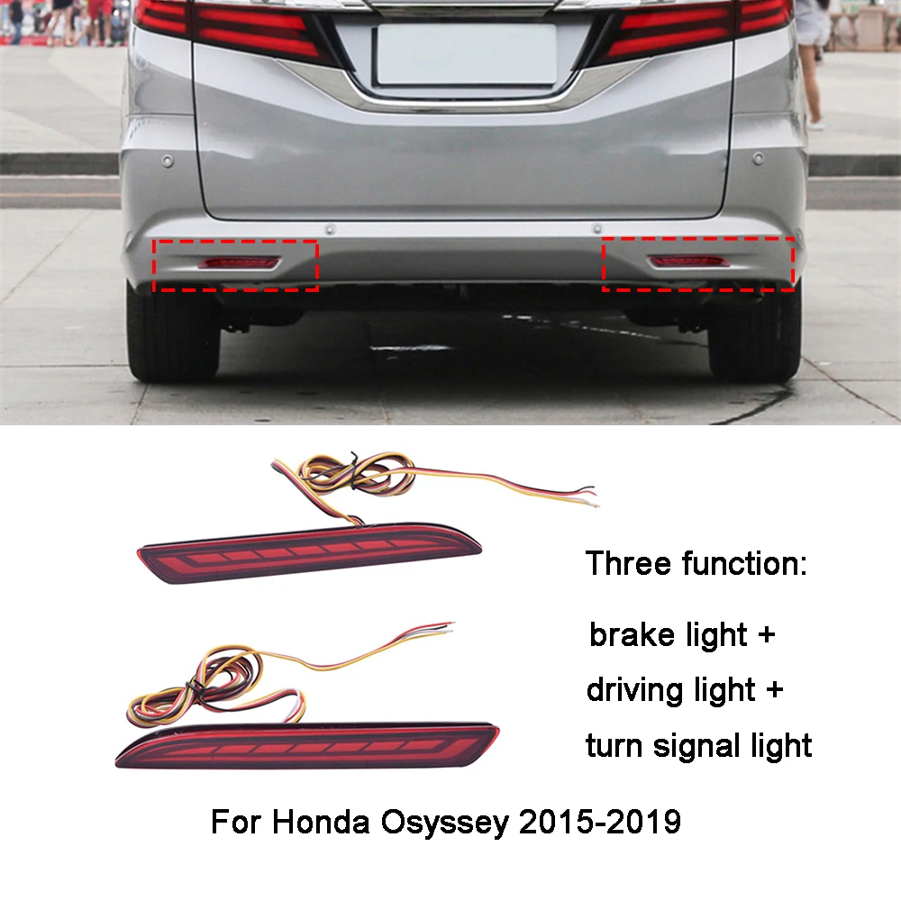 1 Pair Car Rear Bumper Reflector Lights For Honda Odyssey 2015 2019