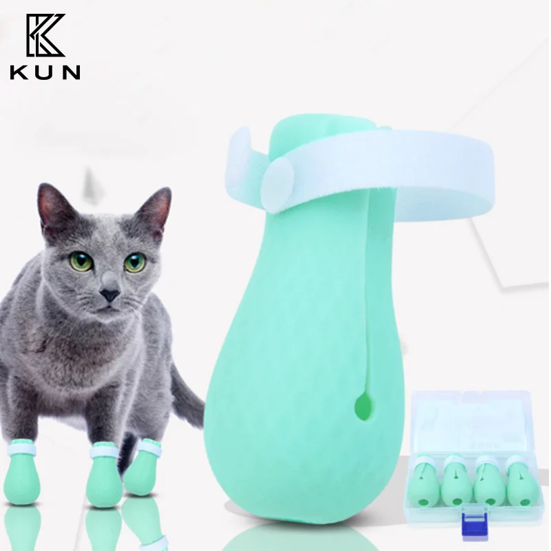 

4Pcs Cat Shoes Cat Scratch prevention Paw Protector Bathing Socks Sleeve Protector Pet Manicure Bath cat grooming supply