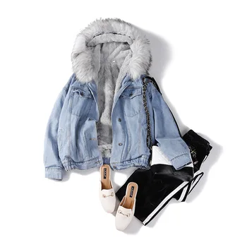 

Winter Loose Imitation Rabbit's Hair Denim Jacket Women Befree Harajuku Chaqueta Mujer Veste Femme Streetwear Thickened Clothes