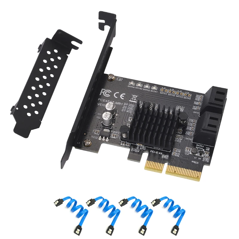 6/4 порт SATA III PCIe карта, PCIe SATA III плата контроллера до 6 ГБ/сек. внутренний адаптер конвертер PCI SATA 3,0 Плата расширения - Цвет: Черный