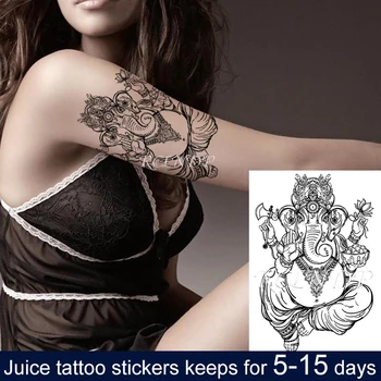 

Waterproof Temporary Juice ink Tattoo Sticker Creative Geneisha Lotus Ax Flower Fruit Gel Long lasting tatto Art for Men Women