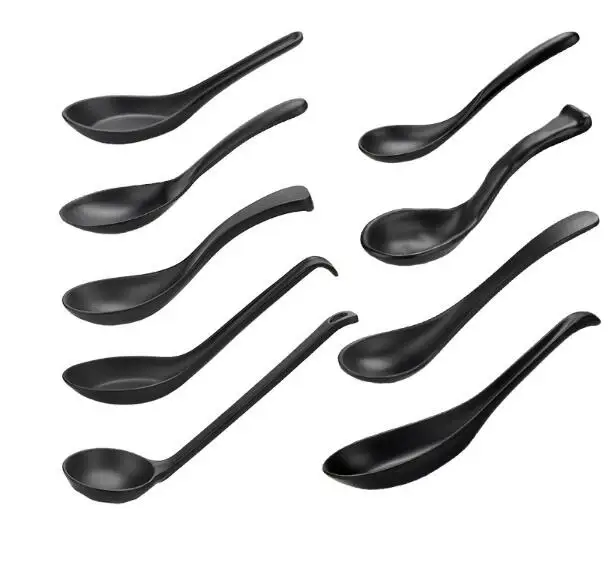 

Soup Spoon Black Matte Ladle Spoon Plastic Japanese Style Melamine Tableware Anti-Fall Tortoise Shell Shaped Spoons