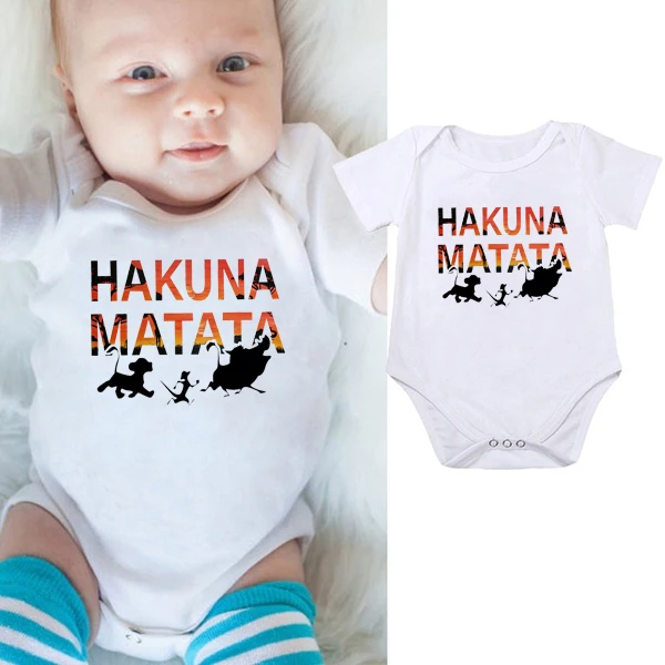 DERMSPE одежда для маленьких мальчиков с надписью «HAKUNA MATATA»; детские комбинезоны; Одежда для новорожденных девочек; комбинезон с короткими рукавами