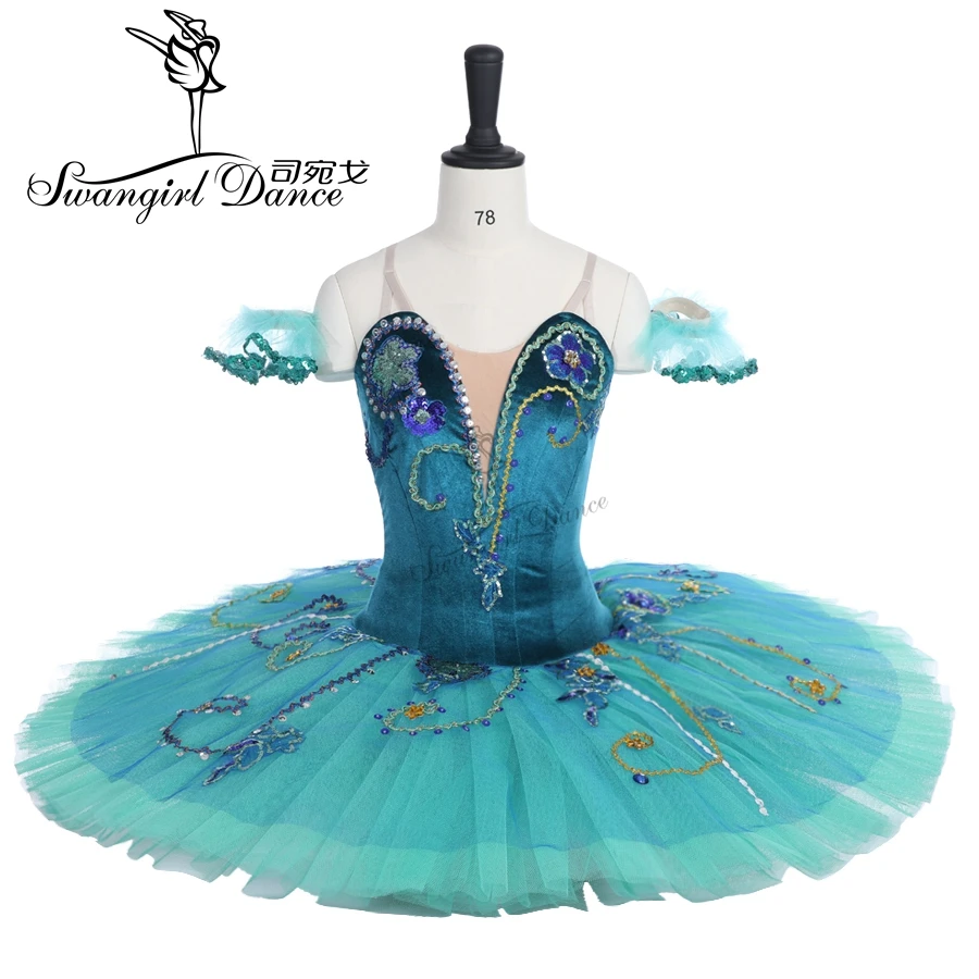 Women high quality green fairy ballet tutu velvet bodice nice sleeping beauty professional classical ballet tutu for girlsBT9038