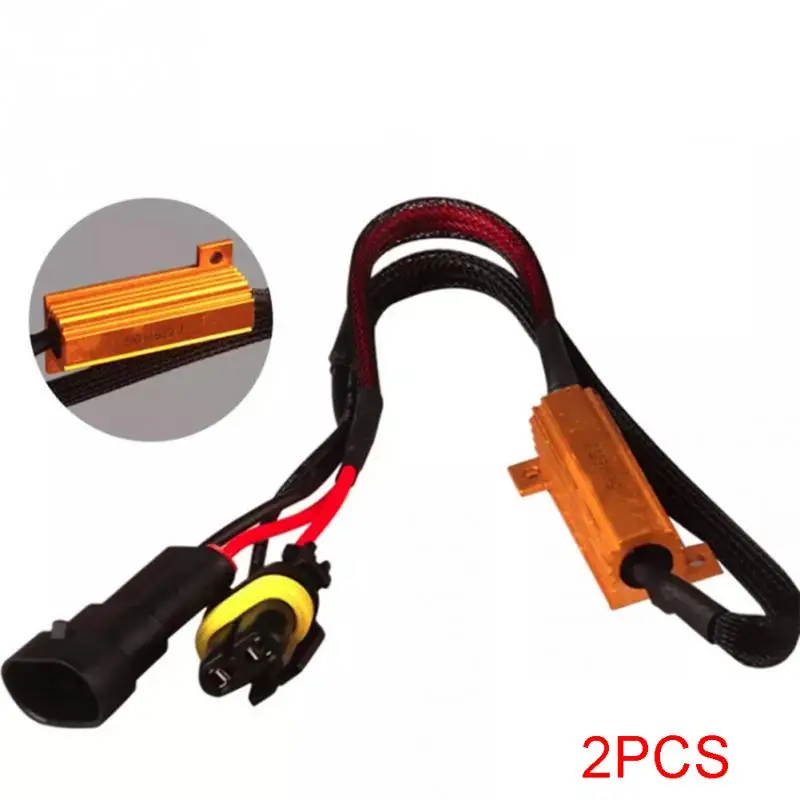 

Hot 2pcs 50W 12V 6RJ Car Fog Lamp Decoder 9005/9006/HB3/HB4 LED Harness Single Resistance Decoding Wire LED Canbus