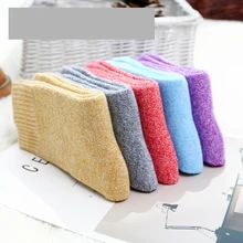 5 пар толстые махровые носки Женские однотонные теплые трубки забавные осенние и зимние плюшевые носки