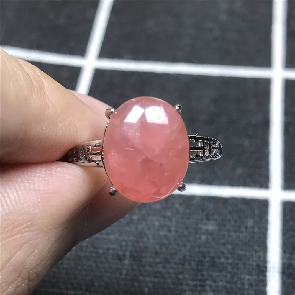 

100% Natural Red Rhodochrosite Ring For Woman Man 12x10mm Crystal 925 Silver Sterling Luxury Jewelry Adjustable Finge Ring AAAAA