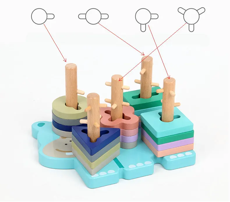 Детские деревянные игрушки блоки Бегемот пять колонн Монтессори Пег головоломка Классический 5 столпов интеллект подарочные игрушечные блоки