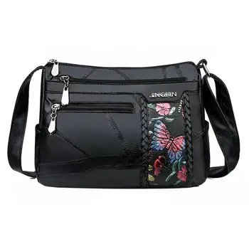 

Women Floral Printed Shoulder Bags Ladies Multi Pocket PU Leather Crossbody Handbags
