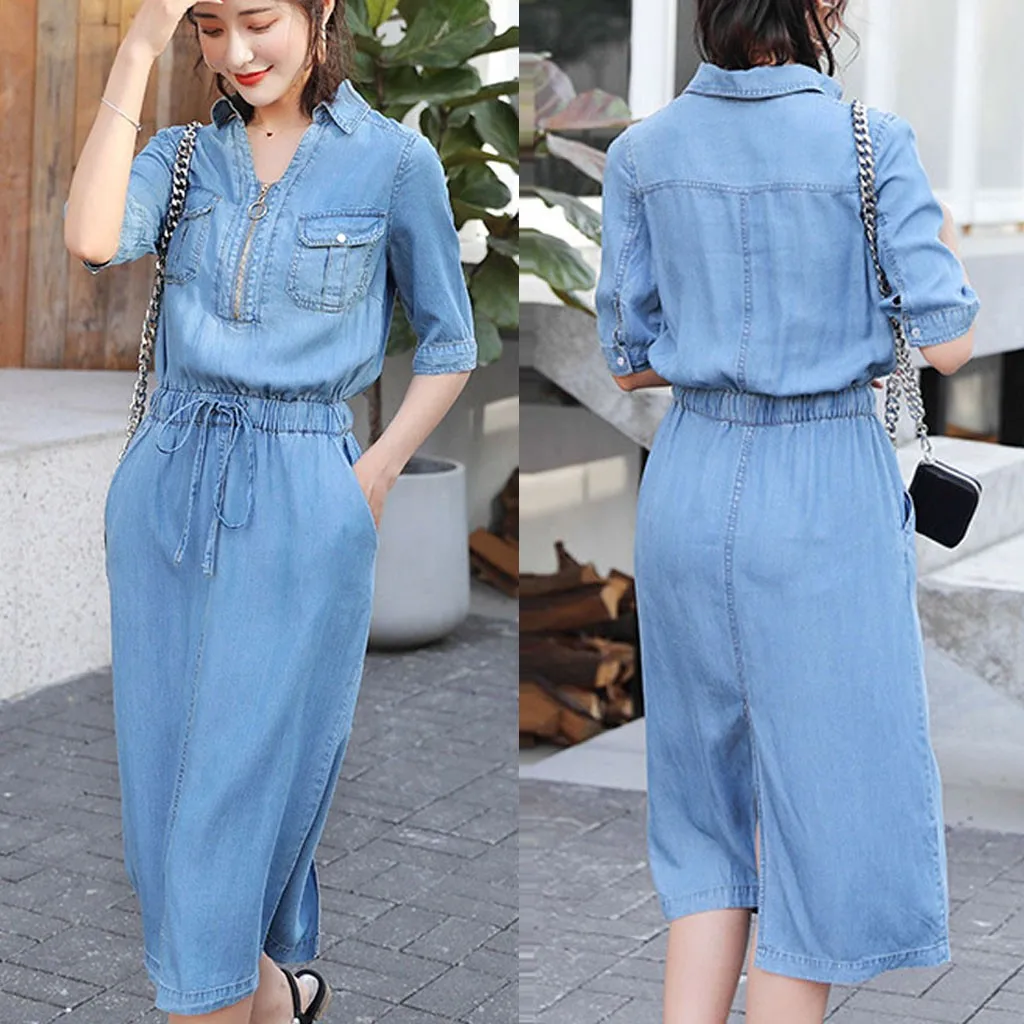 knee length jean dress