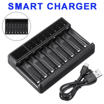 

New Arrival 1pc 8 Slots AAA AA Battery Chargers LED Light Smart battery Charger NI-MH aa aaa Chargers Quick Charging