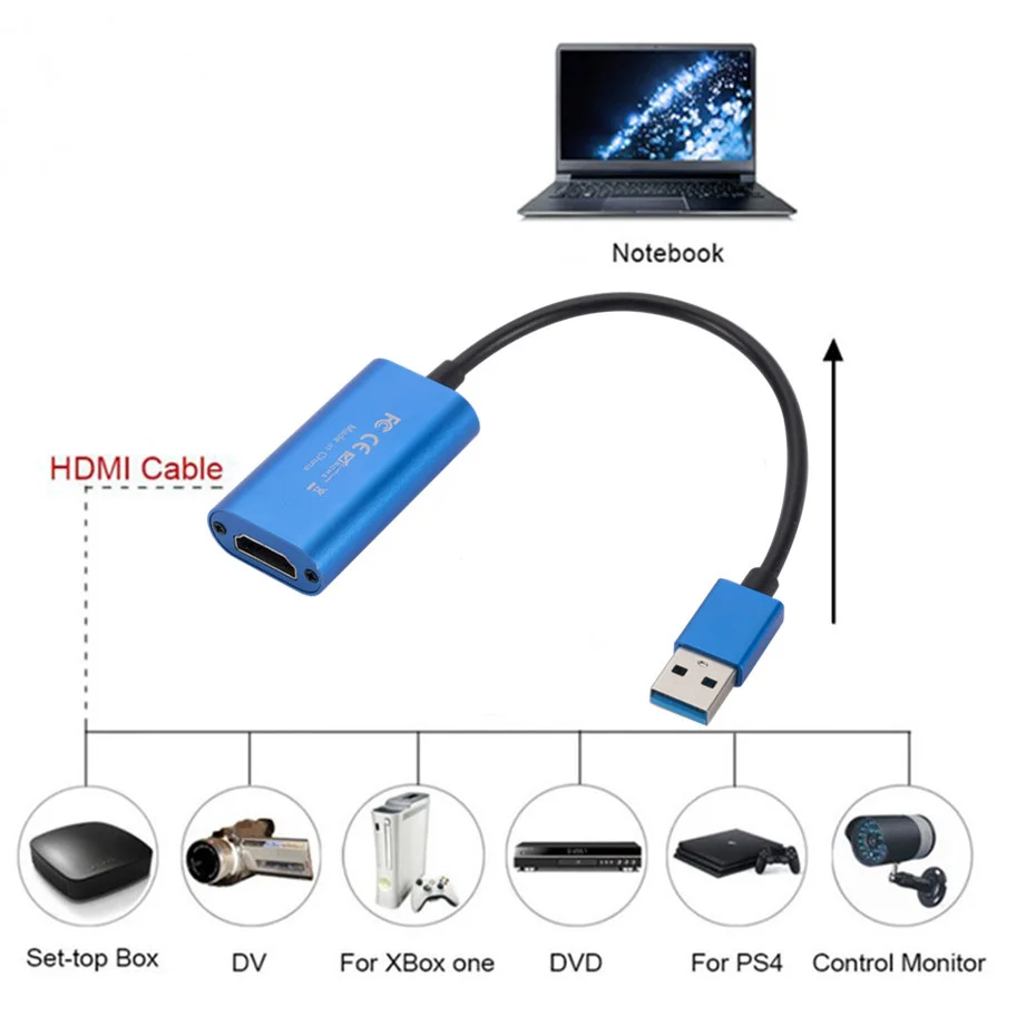 Description Picture 3 of item4K Video Capture Card USB3.0 HDMI Video Grabber Record Box For PS4 Game DVD Camcorder Camera Recording Live Streaming