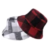 FOXMOTHER Fashion Outdoor Bob Warm Lamb Faux Fur Fluffy Fishing Caps Mens Women Winter Check Tartan Plaid Bucket Hats Ladies 6