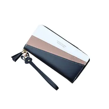 

Fashion Lady Women Long Card Holder Leather Clutch Wallet Patchwork Case Tassel Purse Handbag