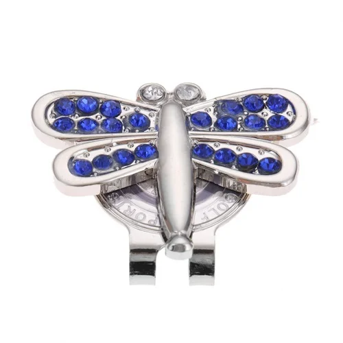 1Pc Zinc Alloy Golf Ball Position Mark Marker With Magnetic Golf Hat/Cap Clip Golf Training Aids Bling Diamond Dragonfly Pattern - Цвет: Blue