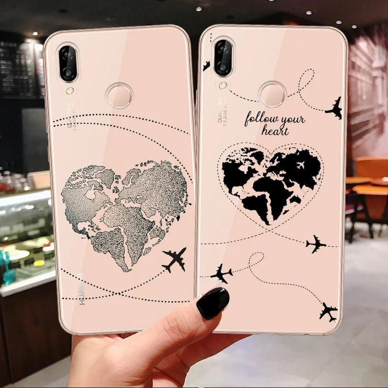 Чехол с надписью Always follow your heart для Huaweis P30 Lite P30Pro карта мира мягкий чехол