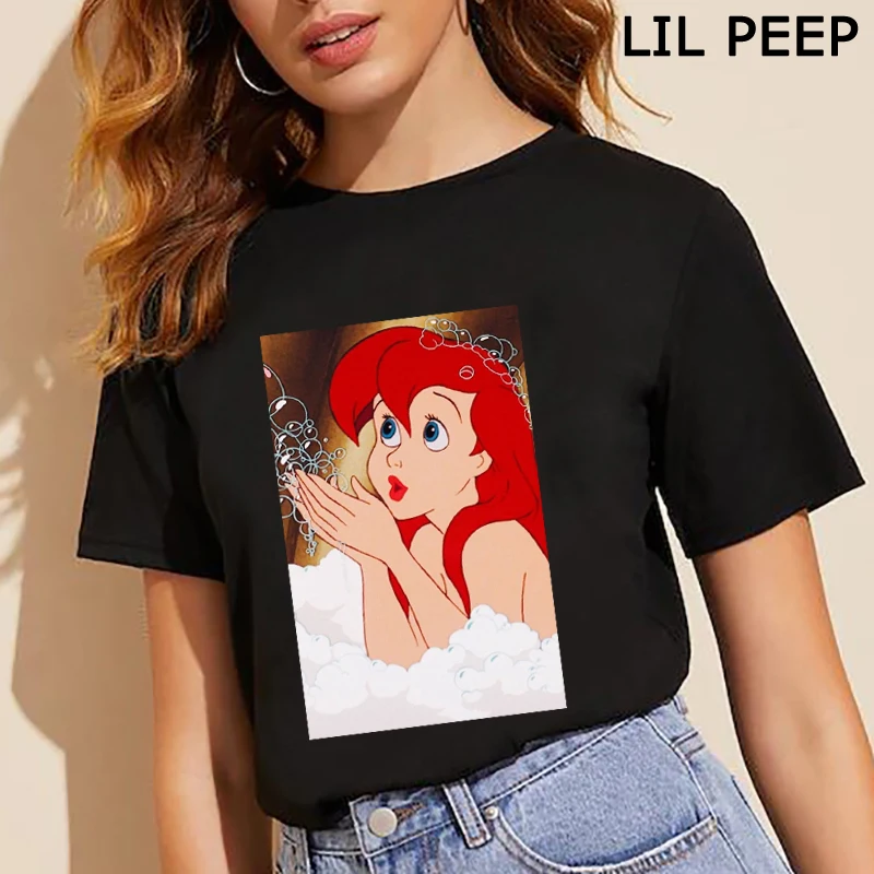 

Kawaii Ariel Problems Funny T Shirts Polyester 90s Women Clothes 2019 Aesthetic T Shirt Korean Style Women O-Neck Tops 90s