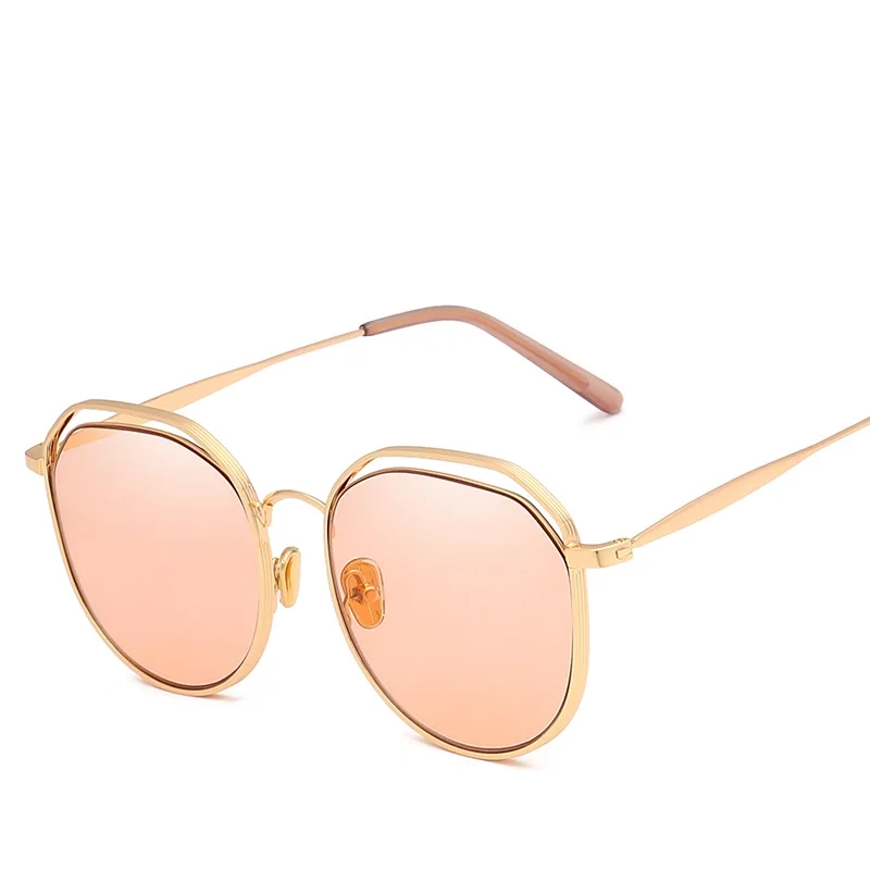 Новые стильные женские прогулочные солнцезащитные очки в металлической оправе с песочным отливом для путешествий на праздник многоугольные высококачественные солнцезащитные очки - Цвет линз: C2