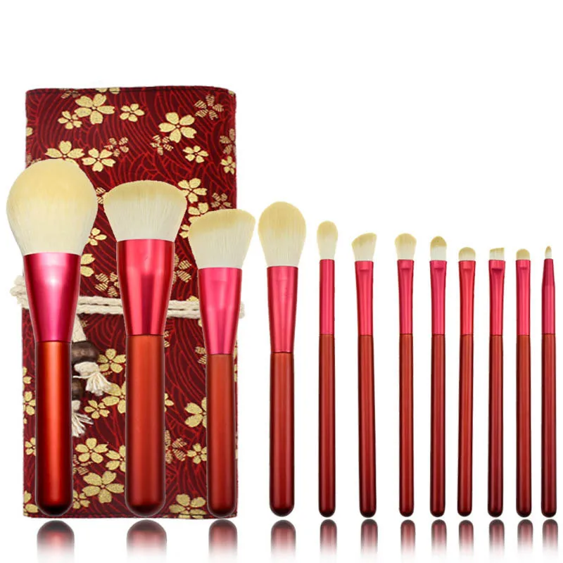 Новинка 12 китайских красных кистей для макияжа набор бионических виноградника