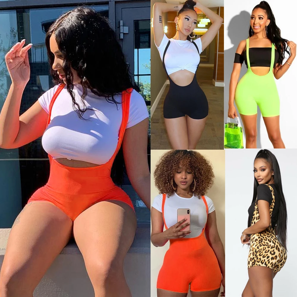 Женский Облегающий комбинезон шорты с v-образным вырезом комбинезон