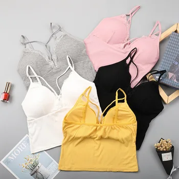 

Women V-Neck Tank Tops Sexy Bralette Cross Strap Beauty Back Camisole Tops Solid Color