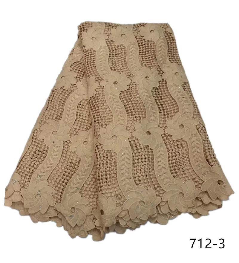 

African Mesh Lace Fabric 2019 High Quality milk fiber Embroidered Nigerian Guipure Laces Fabric With Beads For Wedding Party 712