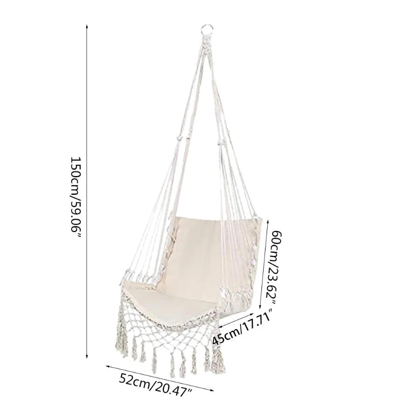 2024 New Hammock Chair Macrame Swing Hanging Cotton Rope Swing Chair Macrame Swing Hanging Chair for Indoor and Outdoor Use