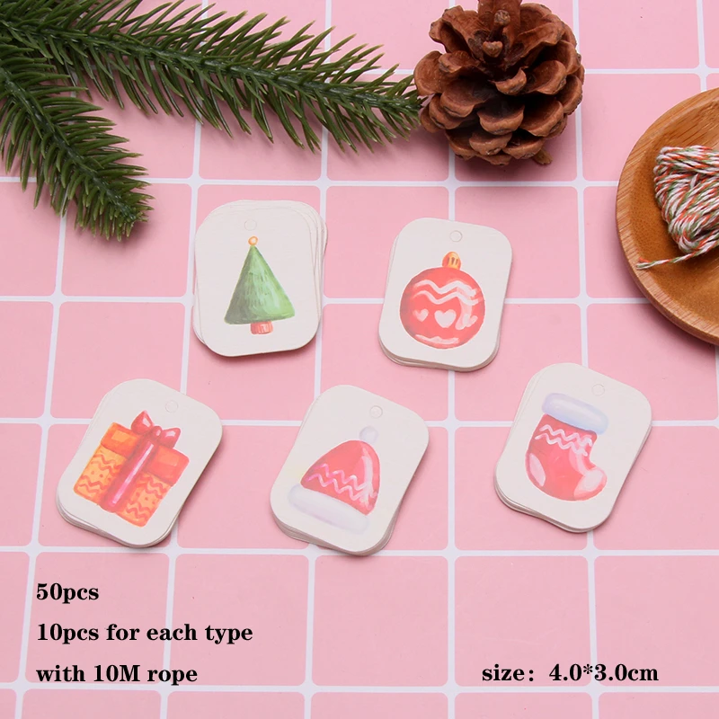 50pcs nature A 50 шт. бумага для украшения на Рождество бирки с днем рождения спасибо DIY ремесло Висячие бирки упаковочные принадлежности Свадебные украшения - Цвет: 50pcs nature A