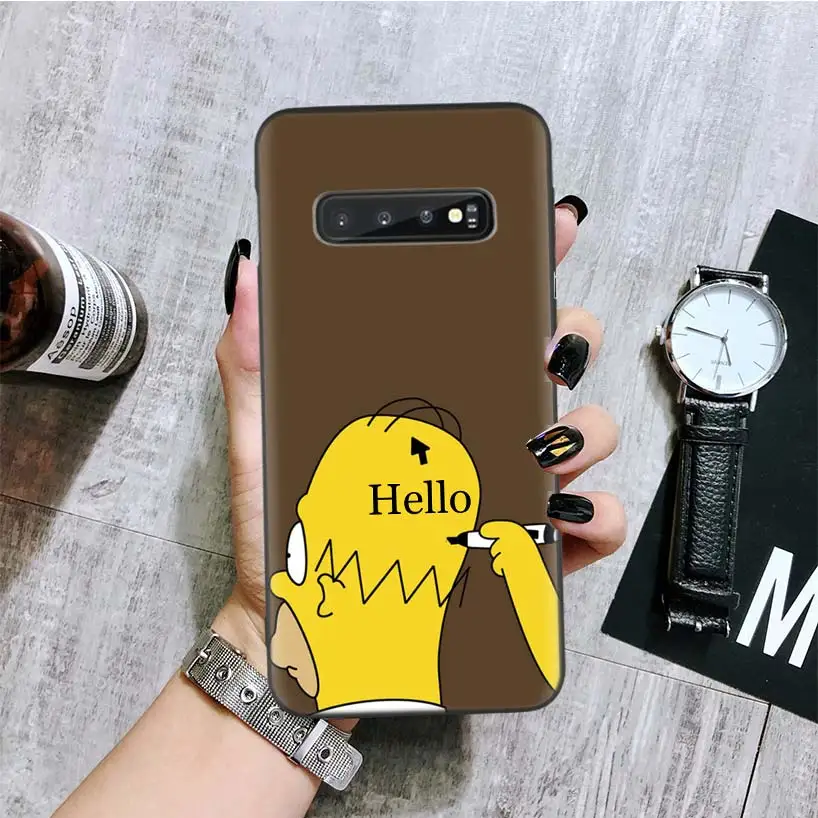 Забавный Homer J. Simpson черный чехол для телефона samsung Galaxy S10+ Plus Lite Note 10 9 8 S9 S8 J4 J6+ Plus S7 S6 Edge Capa