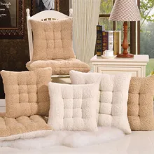 Coussin carré en cachemire d'agneau pour la maison, coussin à 9 broches, épais, couleur unie, tapis de chaise chaud en peluche, pour étudiant, bureau, baie vitrée, Tatami Futon