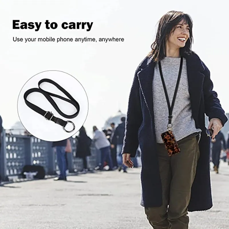 Universal Adjustable Crossbody Phone Lanyard with Card Holder and Carabiner
