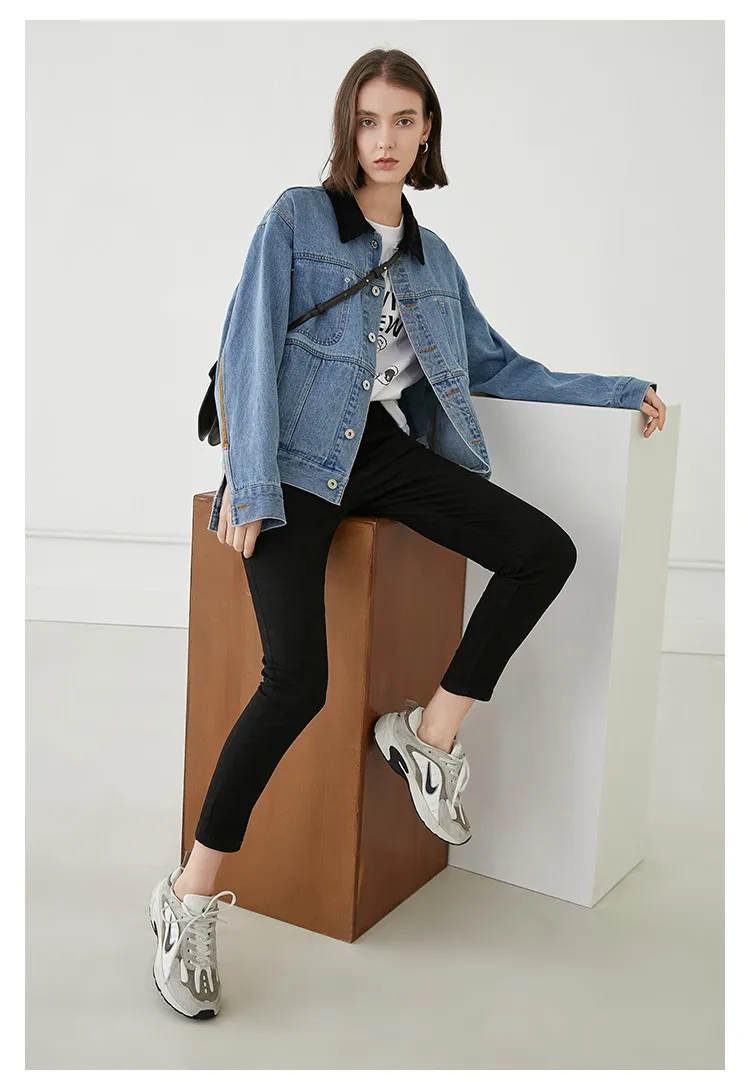 Ropa mujer invierno Женская весенне-осенняя винтажная Короткая Повседневная Свободная джинсовая куртка из хлопка jaqueta moda feminina