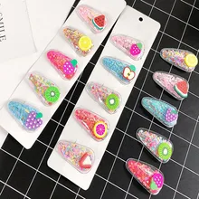 Корейский стиль стиль цвет прозрачный зыбучие пески блесток ПВХ боковой зажим Детский милый Полимерная глина Заколка-фрукт головной убор