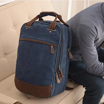 

Men's Canvas Backpacks Leisure Travel Vintage Men's Laptop Backpack Shoulder Bag Computer Functional Versatile Bags 2020