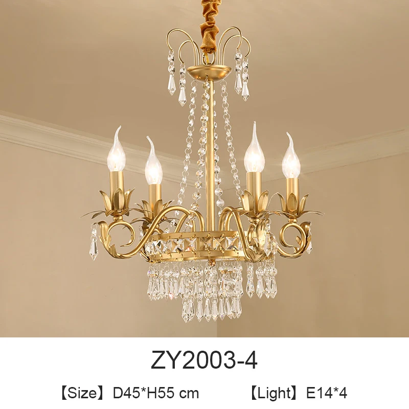 Роскошные хрустальные люстры, светодиодный Золотой подвесной светильник для гостиной, детской спальни, кухни, подвесной светильник, канделябр - Цвет абажура: 4lights