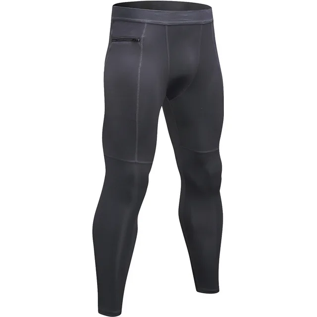Мужские штаны с карманами на молнии для фитнеса, профессиональные спортивные штаны для пробежки, быстросохнущие высокоэластичные колготки, штаны для спортзала и тренировок - Цвет: Серый